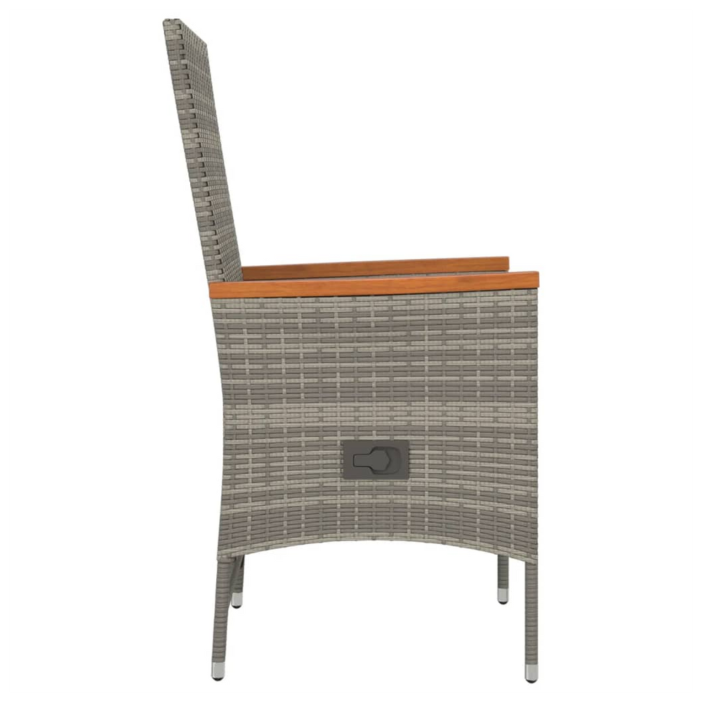 vidaXL Reclining Garden Chairs with Cushions 2 pcs Grey Poly Rattan - anydaydirect