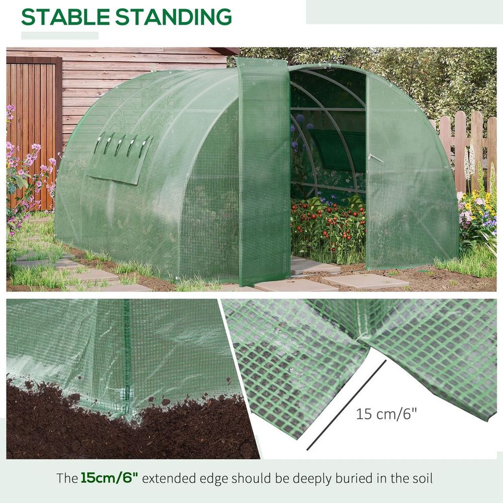 4 x 3M Walk-in Garden Polytunnel Greenhouse Galvanised Steel W/ Door - anydaydirect