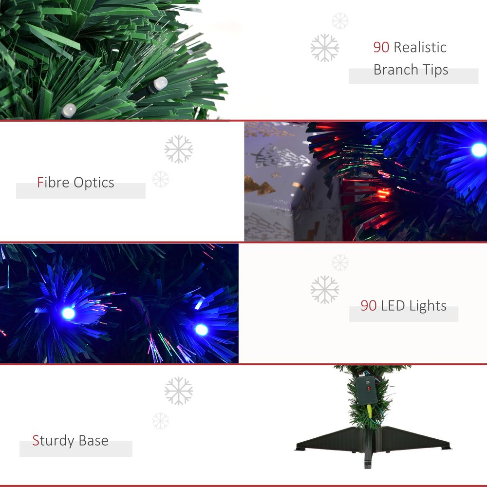 3ft Prelit Artificial Christmas Tree with Multi-Coloured Fiber Optic LED Green - anydaydirect