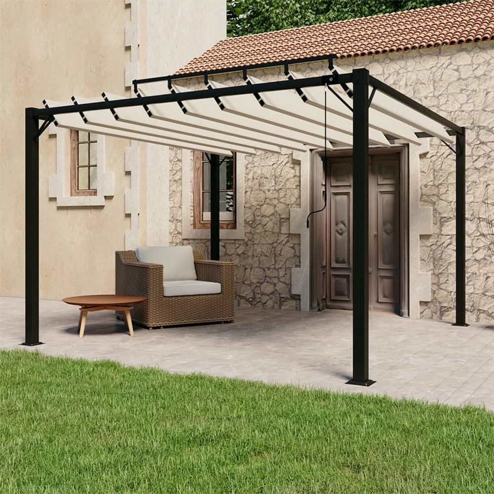 Gazebo with Louvered Roof 3x3 m Cream Fabric and Aluminium - anydaydirect