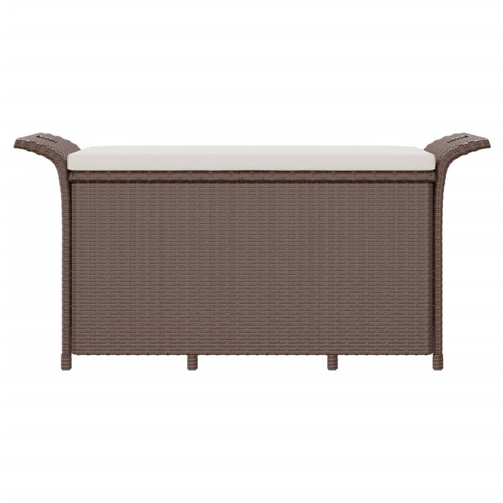 vidaXL Garden Bench with Cushion Brown 116x46x57 cm Poly Rattan - anydaydirect