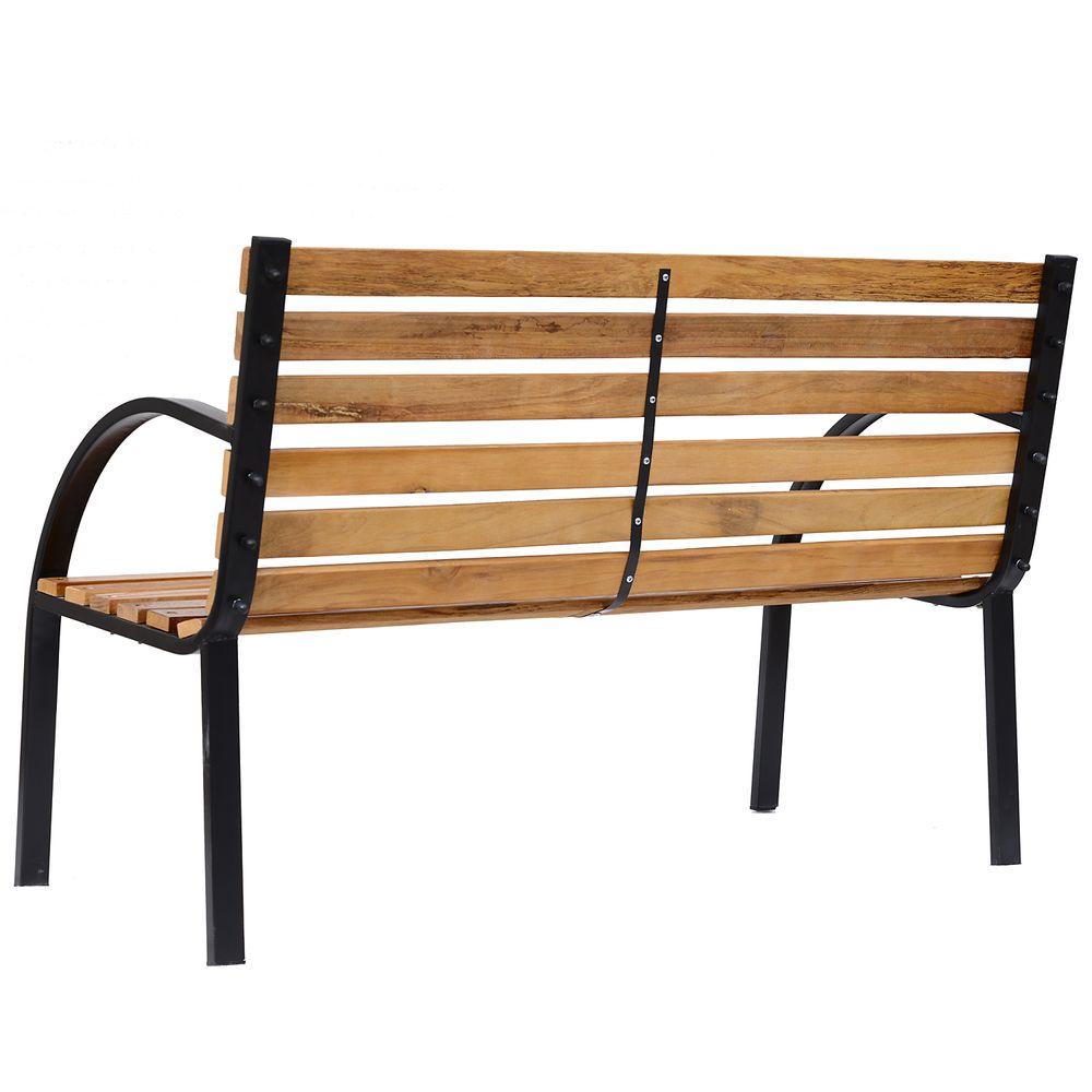 Garden Bench, 122Lx60Wx80H cm-Steel/Wood - anydaydirect
