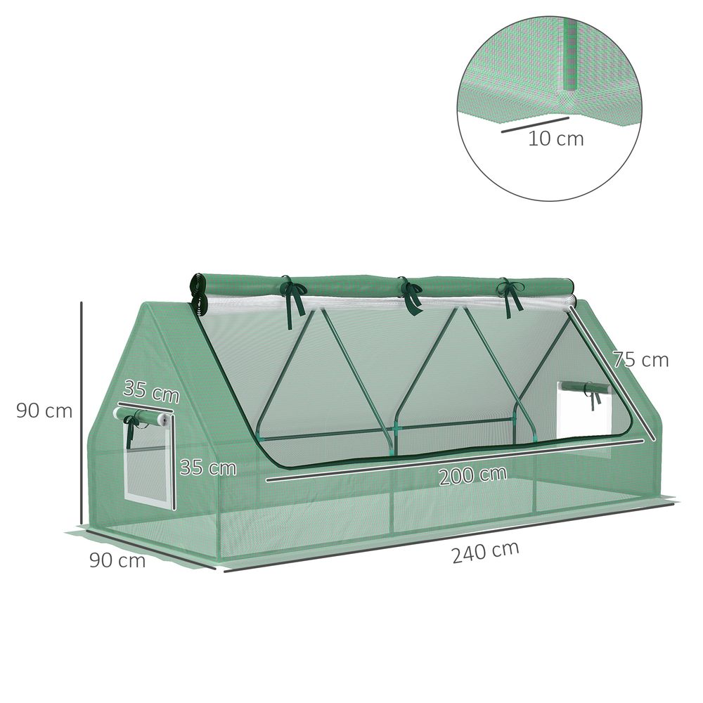 Outsunny Portable Small Polytunnel with Mesh Windows, 240x90x90cm - anydaydirect