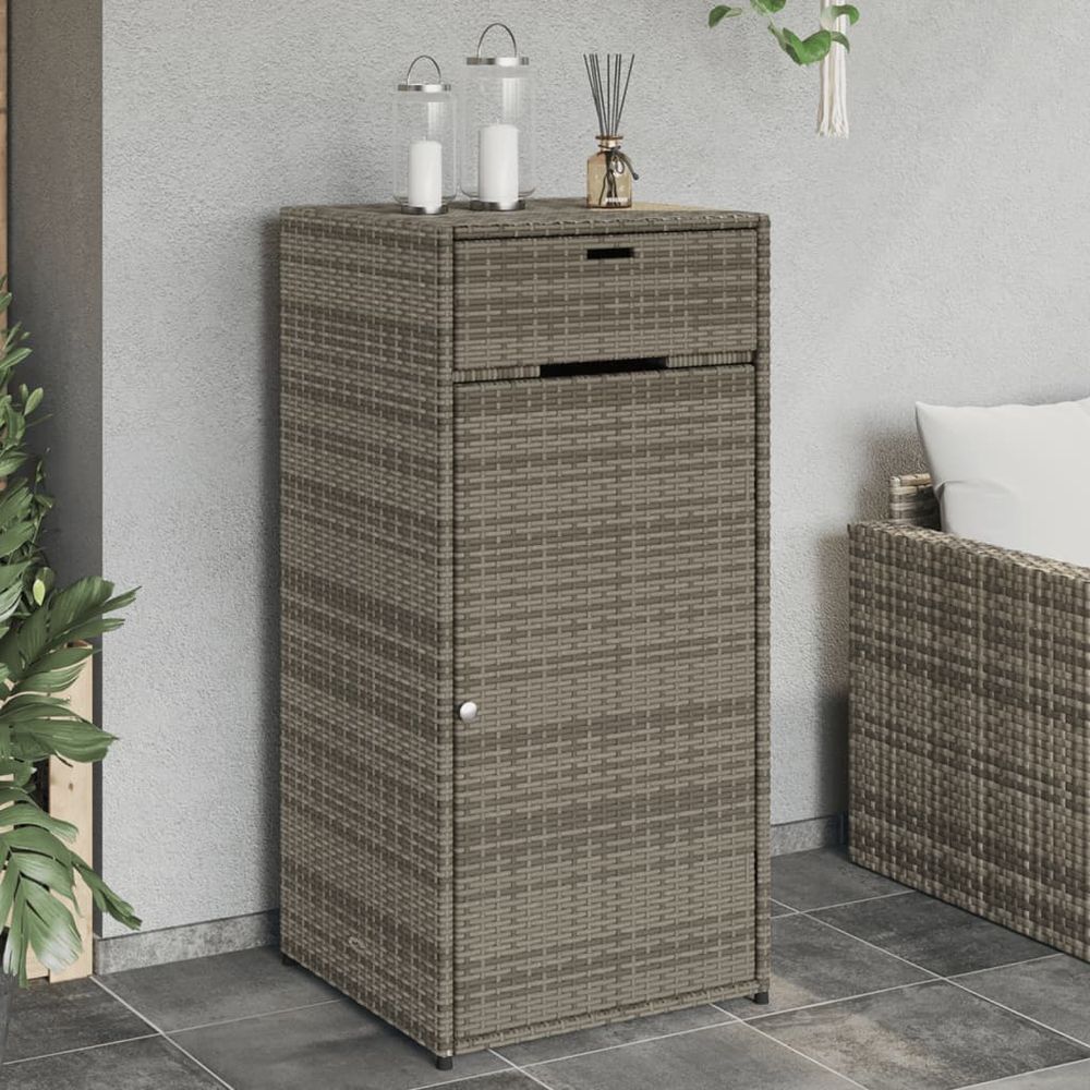 vidaXL Garden Storage Cabinet Grey 55x55x111 cm Poly Rattan - anydaydirect