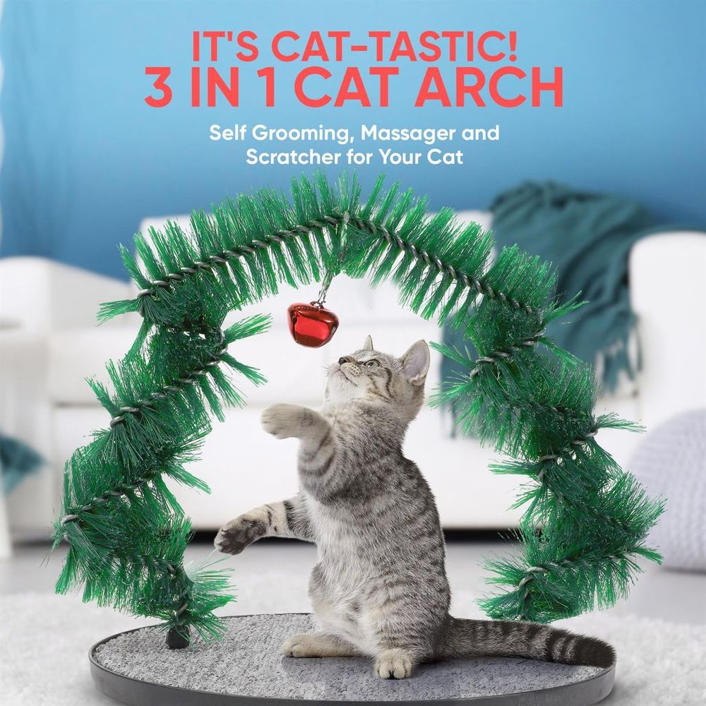 Christmas Cat Arch Cat Self Groomer and Massager with Non-Slip Base - anydaydirect