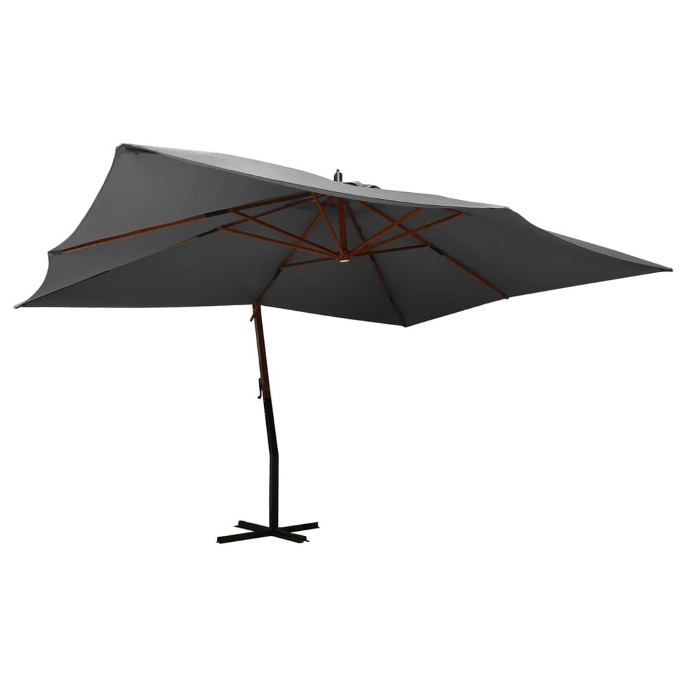 Cantilever Umbrella with Wooden Pole 400x300 cm Anthracite - anydaydirect