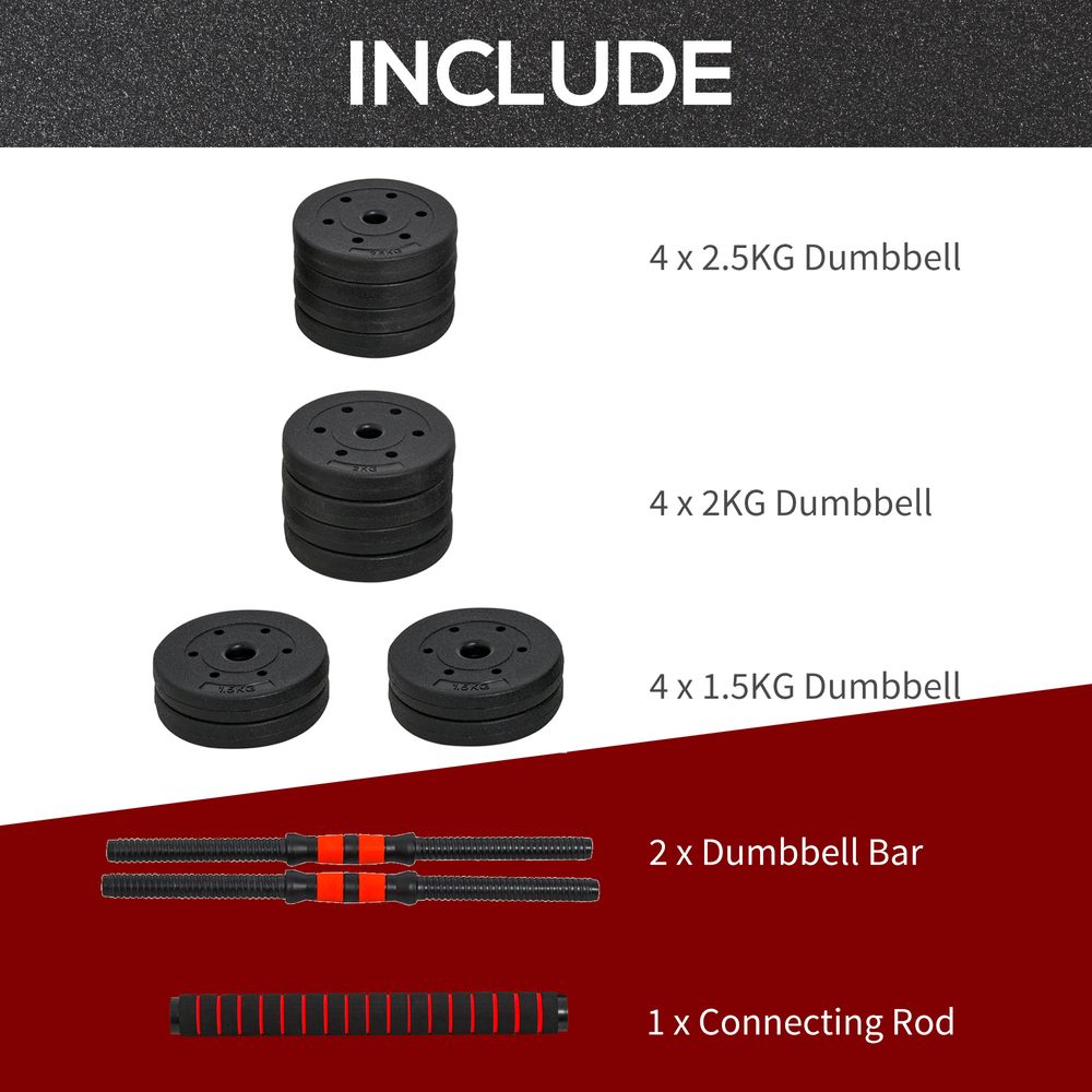 25kg Adjustable 2 IN 1 Barbell Dumbbells Weight Set for Body Fitness HOMCOM - anydaydirect