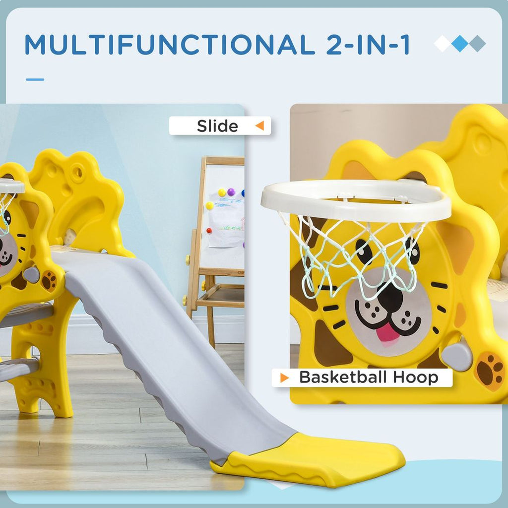 AIYAPLAY 2 in 1 Kids Slide for Indoor Use with Basketball Hoop for 18-36 Months - anydaydirect