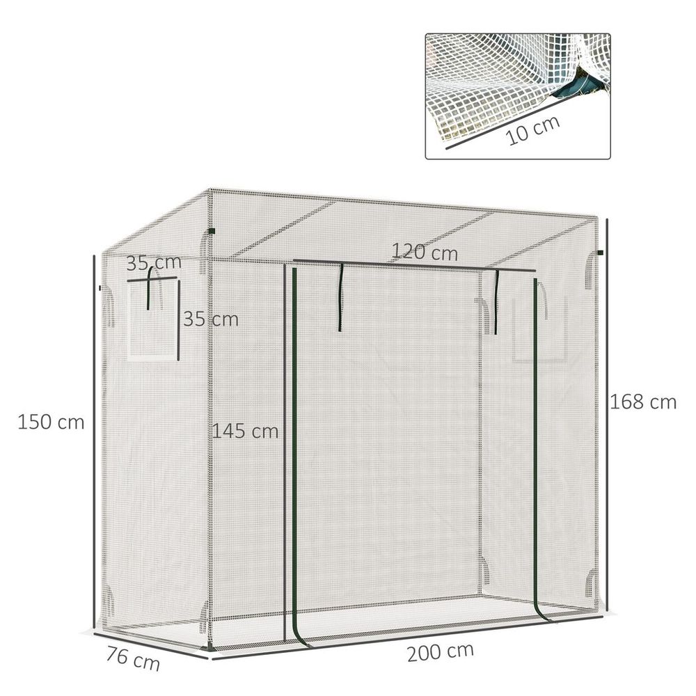 Outsunny 200x76x168cm Walk-in Garden Greenhouse Plant Warm House w/ Roll Up Door - anydaydirect