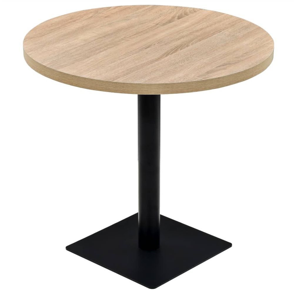 vidaXL Bistro Table MDF and Steel Round 80x75 cm Oak Colour - anydaydirect