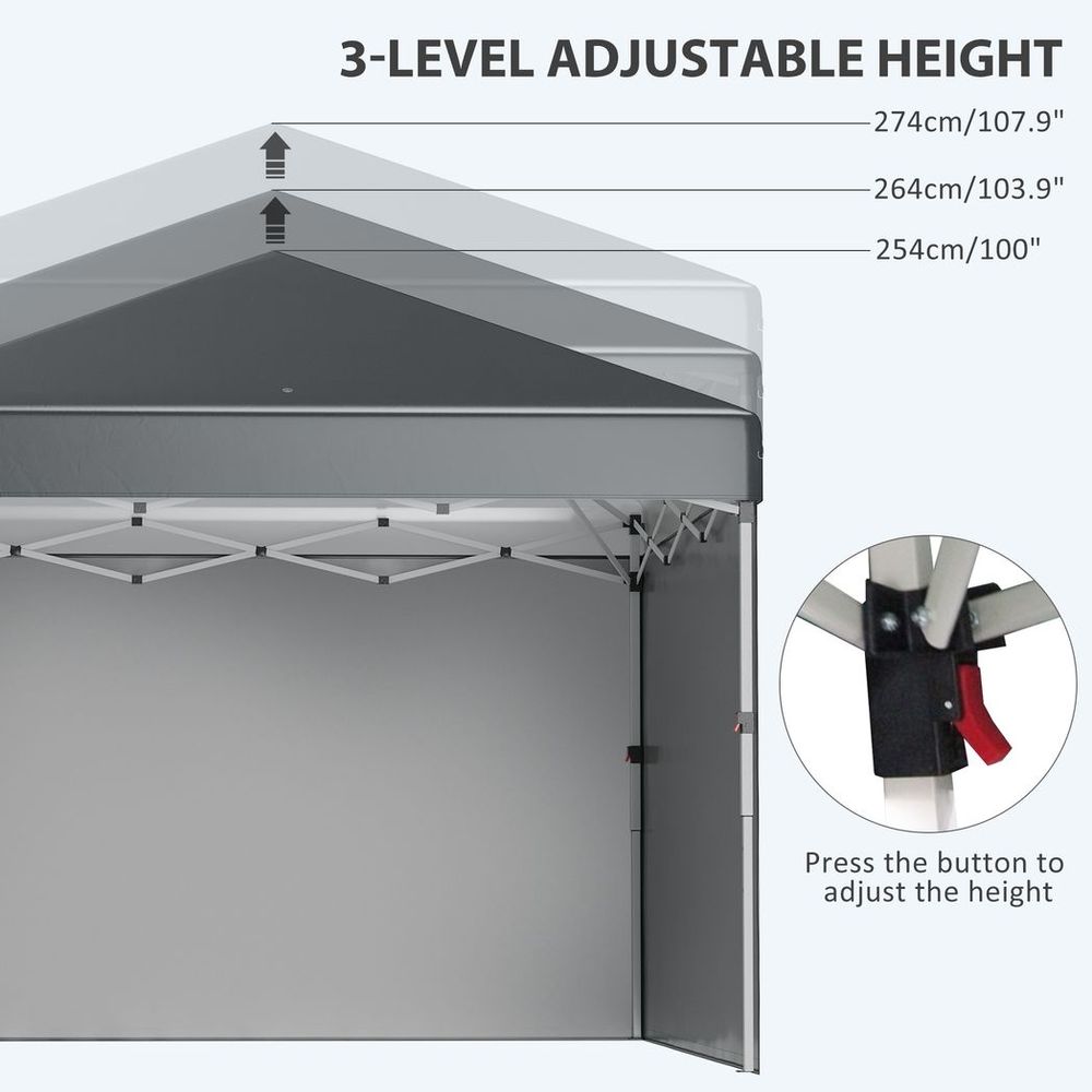 3 x 3 (M) Pop Up Gazebo Event Shelter with 2 Sidewalls, Weight Bags, Dark Grey - anydaydirect