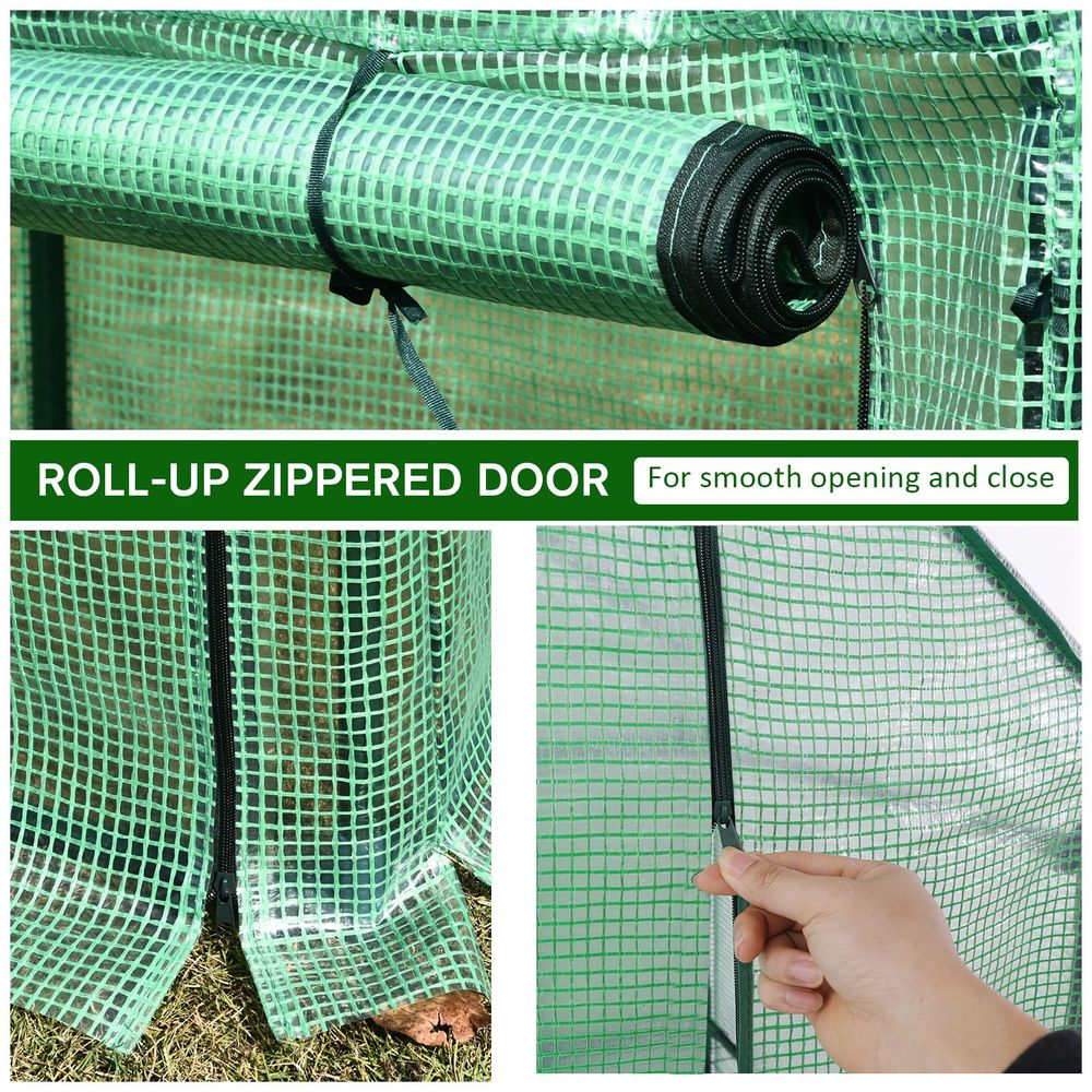 100x50x150cm PVC Grid Cover Steel Frame Greenhouse Green - anydaydirect