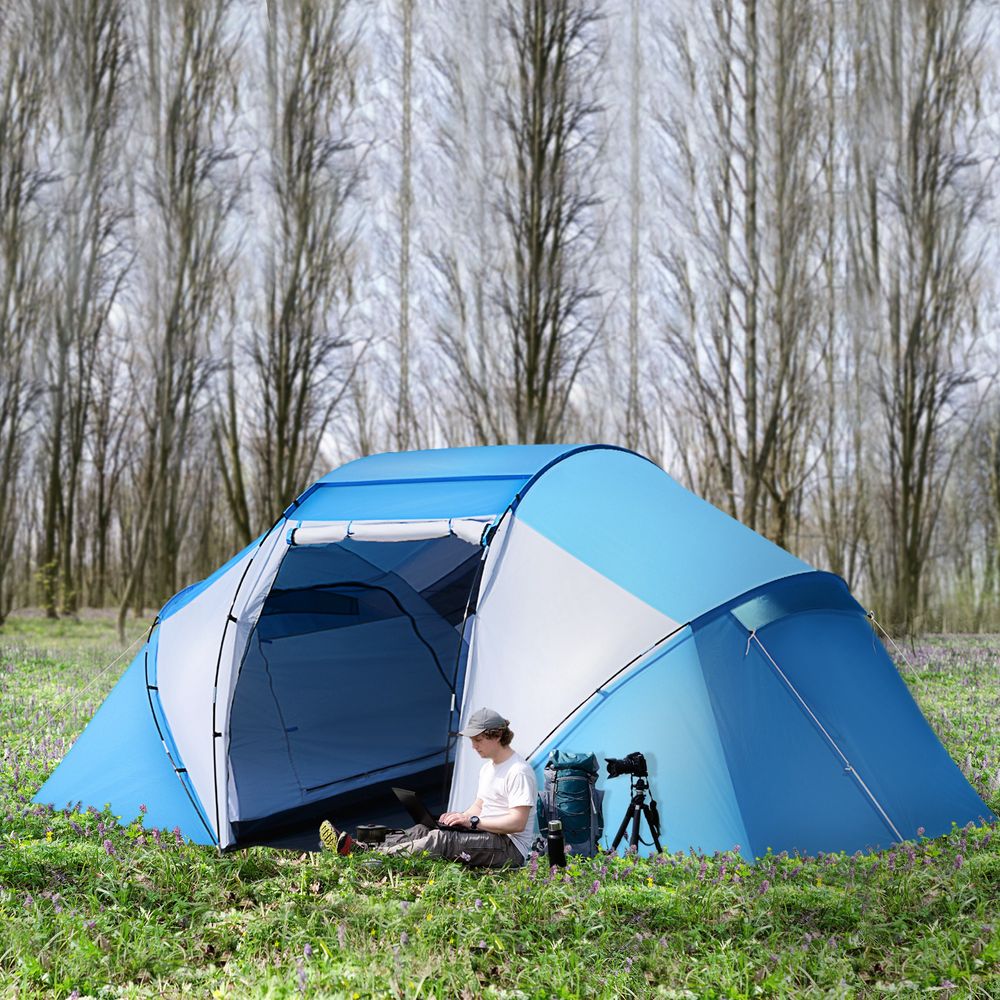 4-6 Persons Camping Tent Dome Family Travel Group Hiking Room Fishing Outsunny - anydaydirect