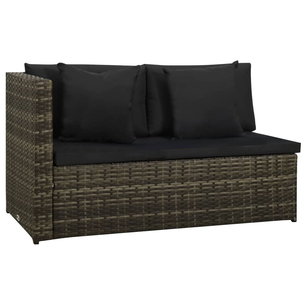 8 Piece Garden Lounge Set with Cushions Poly Rattan Grey - anydaydirect