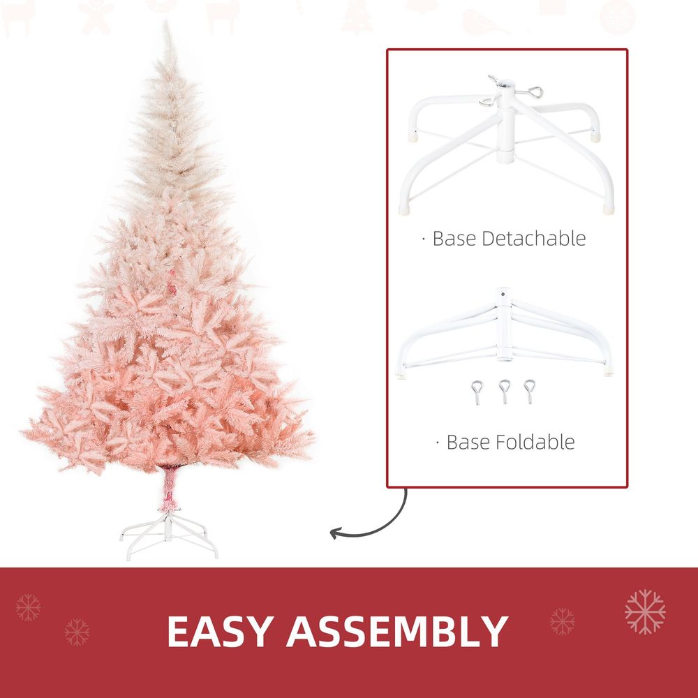 6FT Pink Artificial Christmas Tree Metal Stand Fully Pretty Home Office Joy - anydaydirect