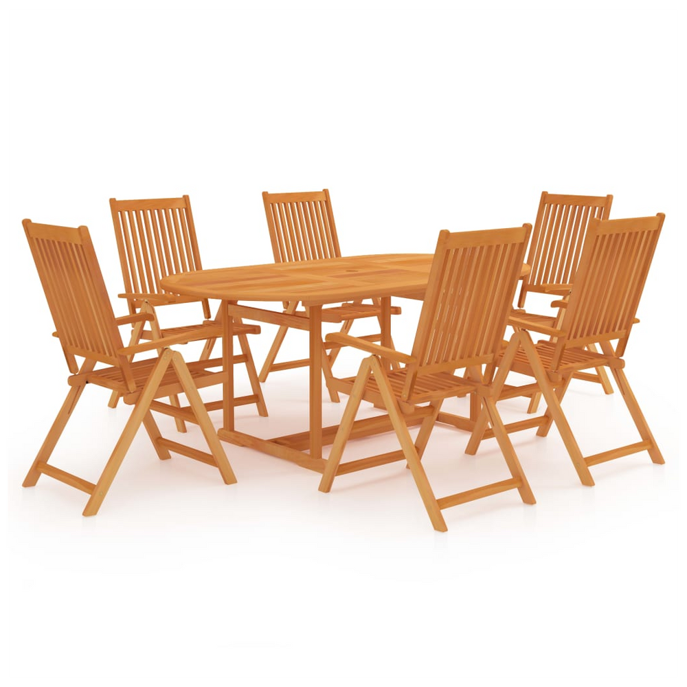 7 Piece Garden Dining Set Solid Teak Wood - anydaydirect