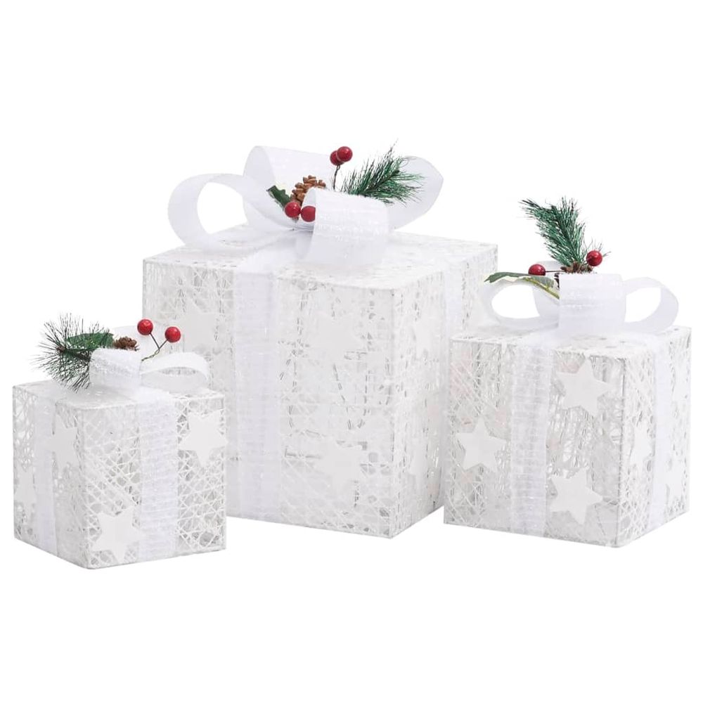 Decorative Christmas Gift Boxes 3 pcs Silver & Red Outdoor Indoor - anydaydirect