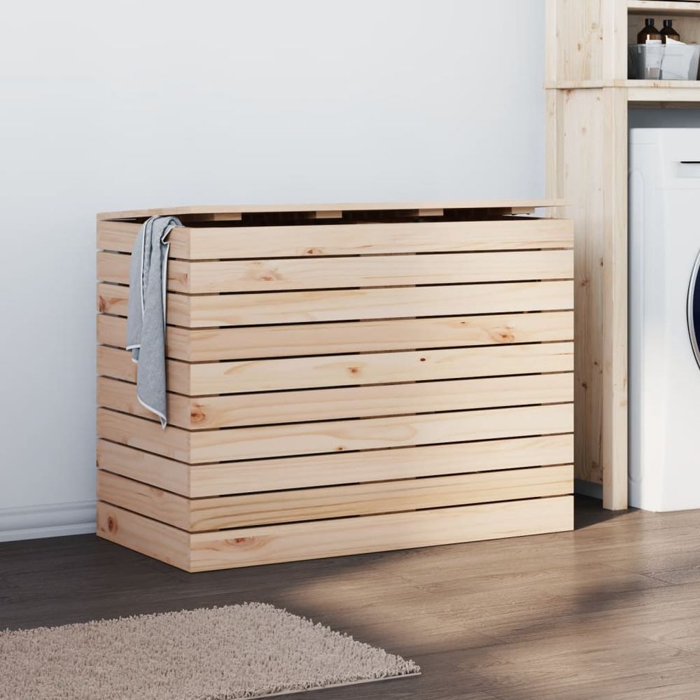 vidaXL Laundry Basket 88.5x44x66 cm Solid Wood Pine - anydaydirect
