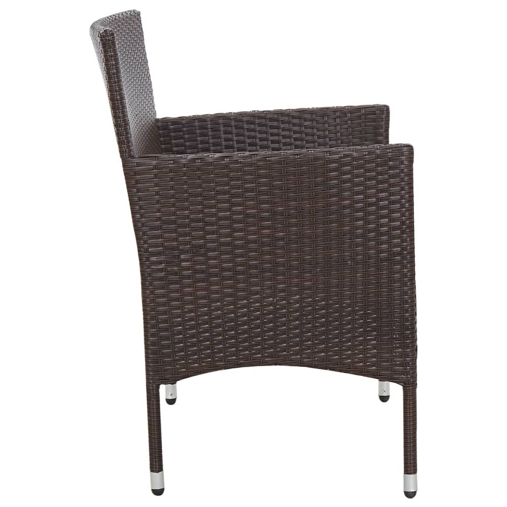 Garden Bench with Cushion Poly Rattan Brown - anydaydirect