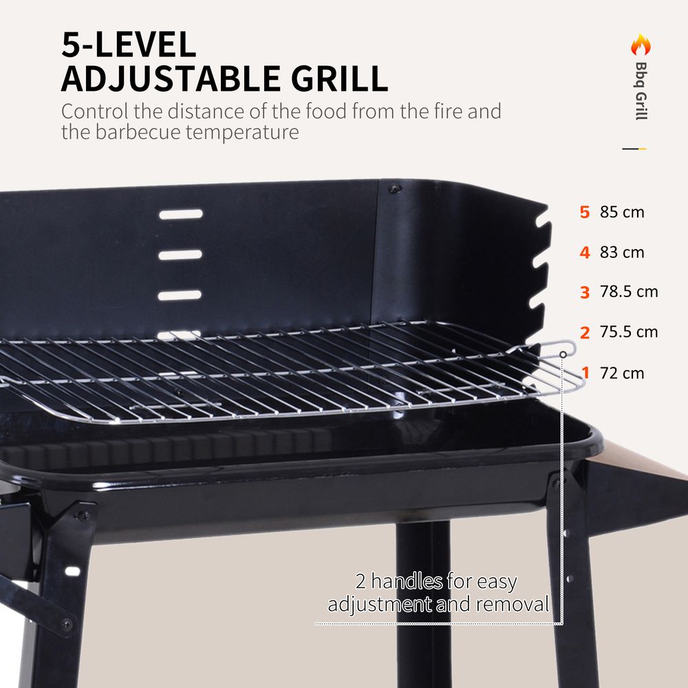 Outsunny Charcoal BBQ Grill,  87Lx45Wx83H cm-Black - anydaydirect