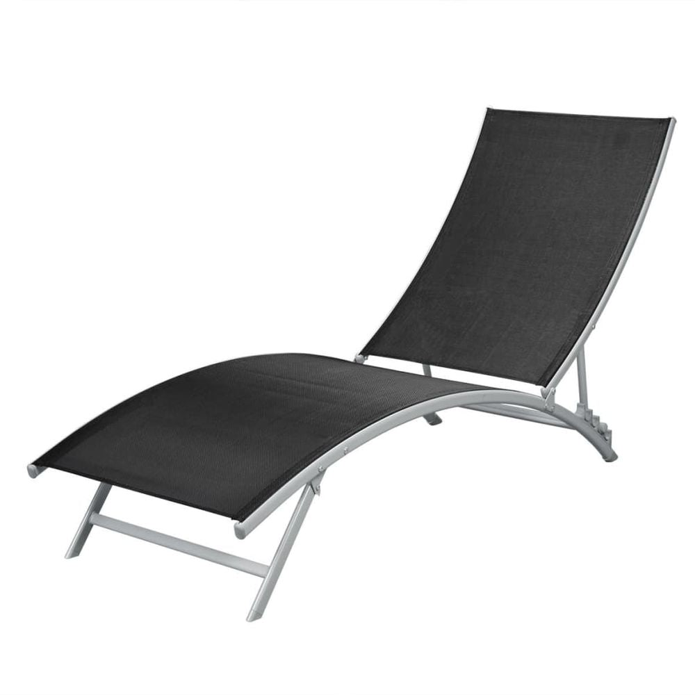 Sun Lounger Steel and Textilene Black - anydaydirect