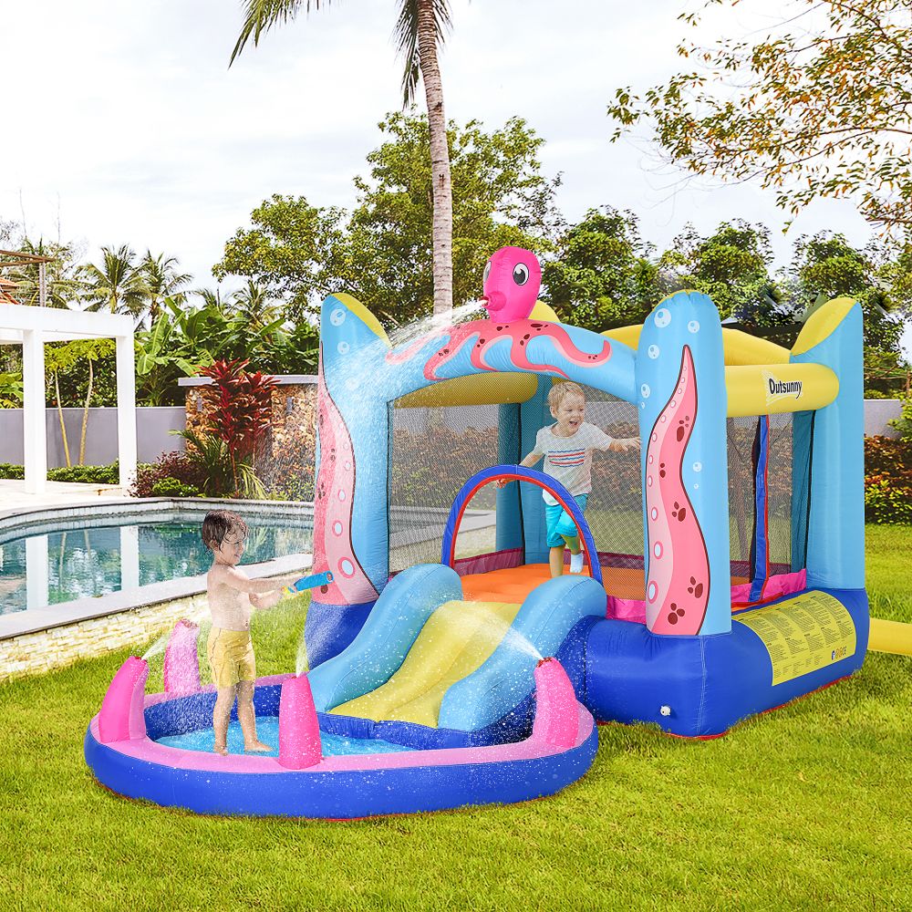 Bouncy Castle Slide Water Pool Trampoline, Blower 3.6 x 1.75 x 1.8m - anydaydirect