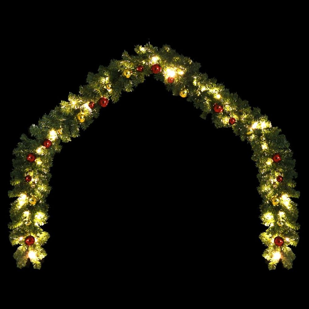 Christmas Garland Decorated with Baubles and LED Lights 5m - 20m - anydaydirect