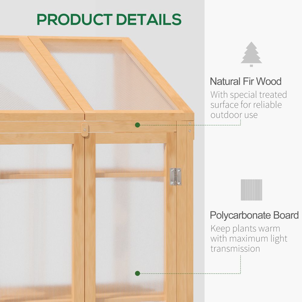 Wooden Greenhouse, Cold Frame PC Semi Transparent 70x50x120cm, Brown - anydaydirect