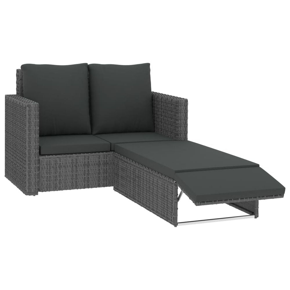 2 Piece Garden Lounge Set with Cushions Poly Rattan Grey - anydaydirect