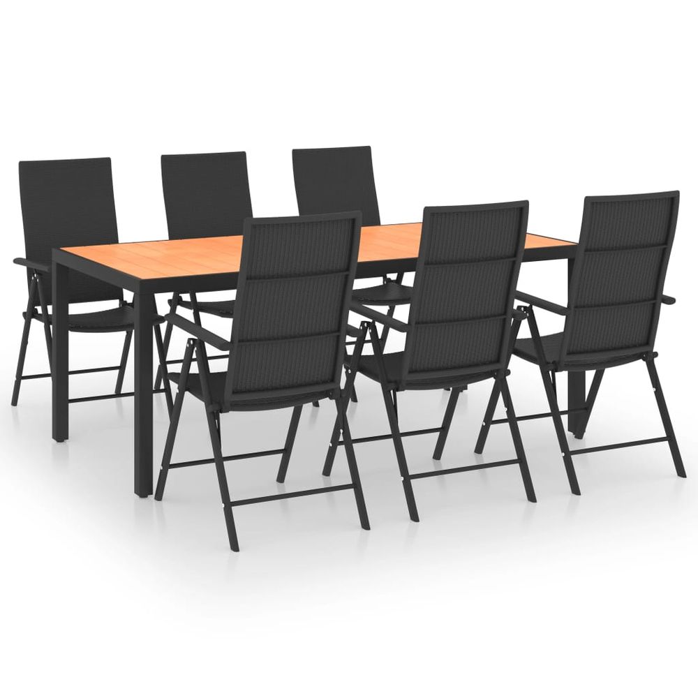 7 Piece Garden Dining Set Black and Brown - anydaydirect