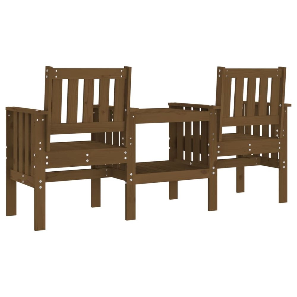 vidaXL Garden Bench with Table 2-Seater Honey Brown Solid Wood Pine - anydaydirect
