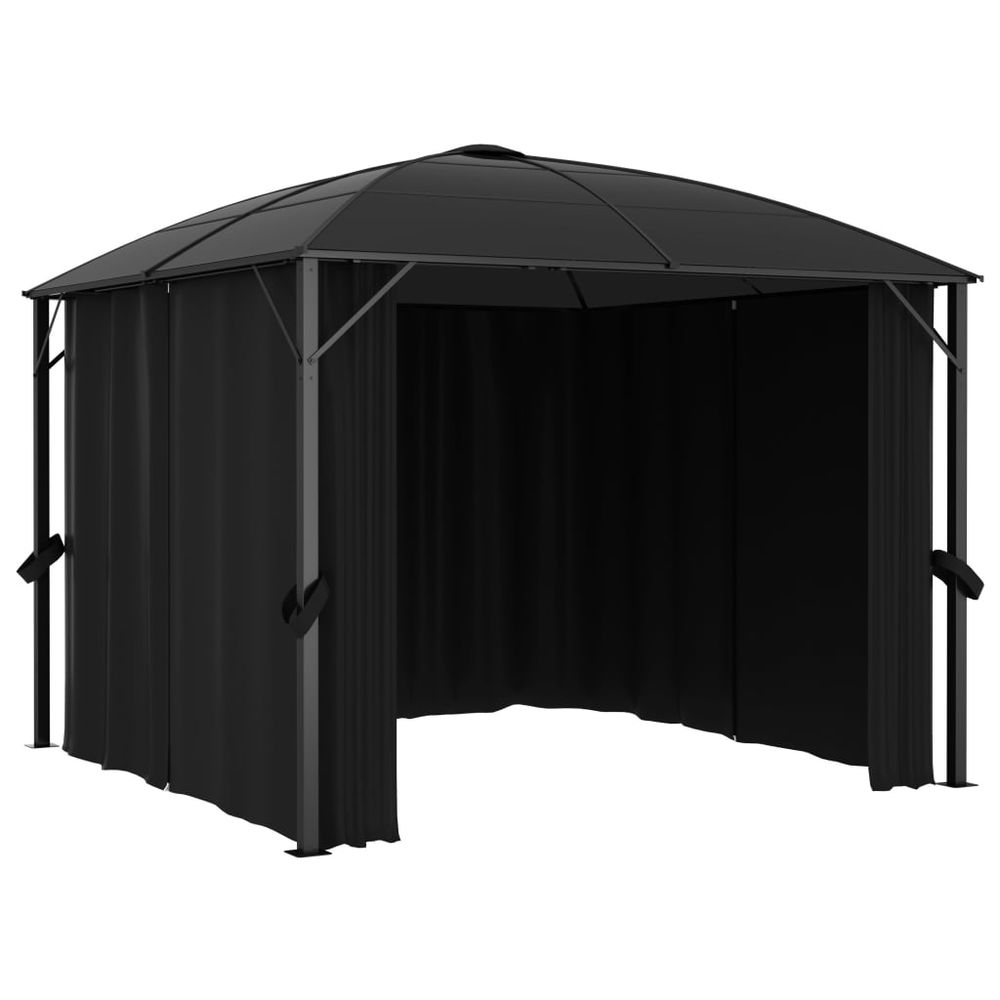 Gazebo with Curtains 300x300x265 cm Anthracite - anydaydirect
