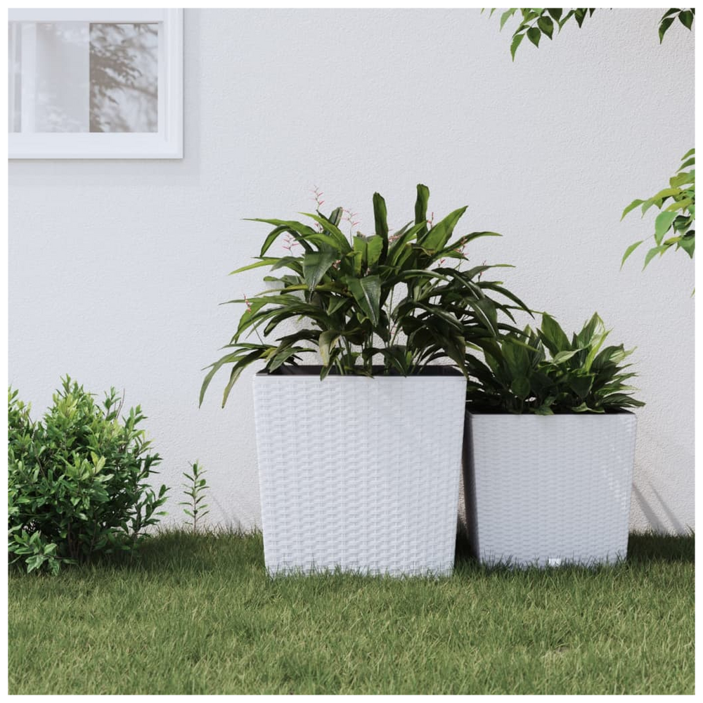 vidaXL Planter with Removable Inner White 37 / 64 L PP Rattan - anydaydirect