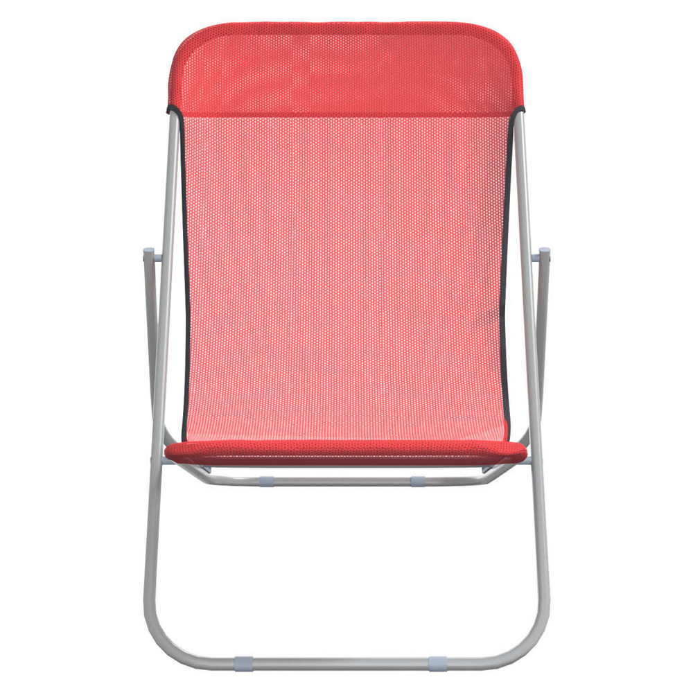 vidaXL Folding Beach Chairs 2 pcs Red Textilene&Powder-coated Steel - anydaydirect