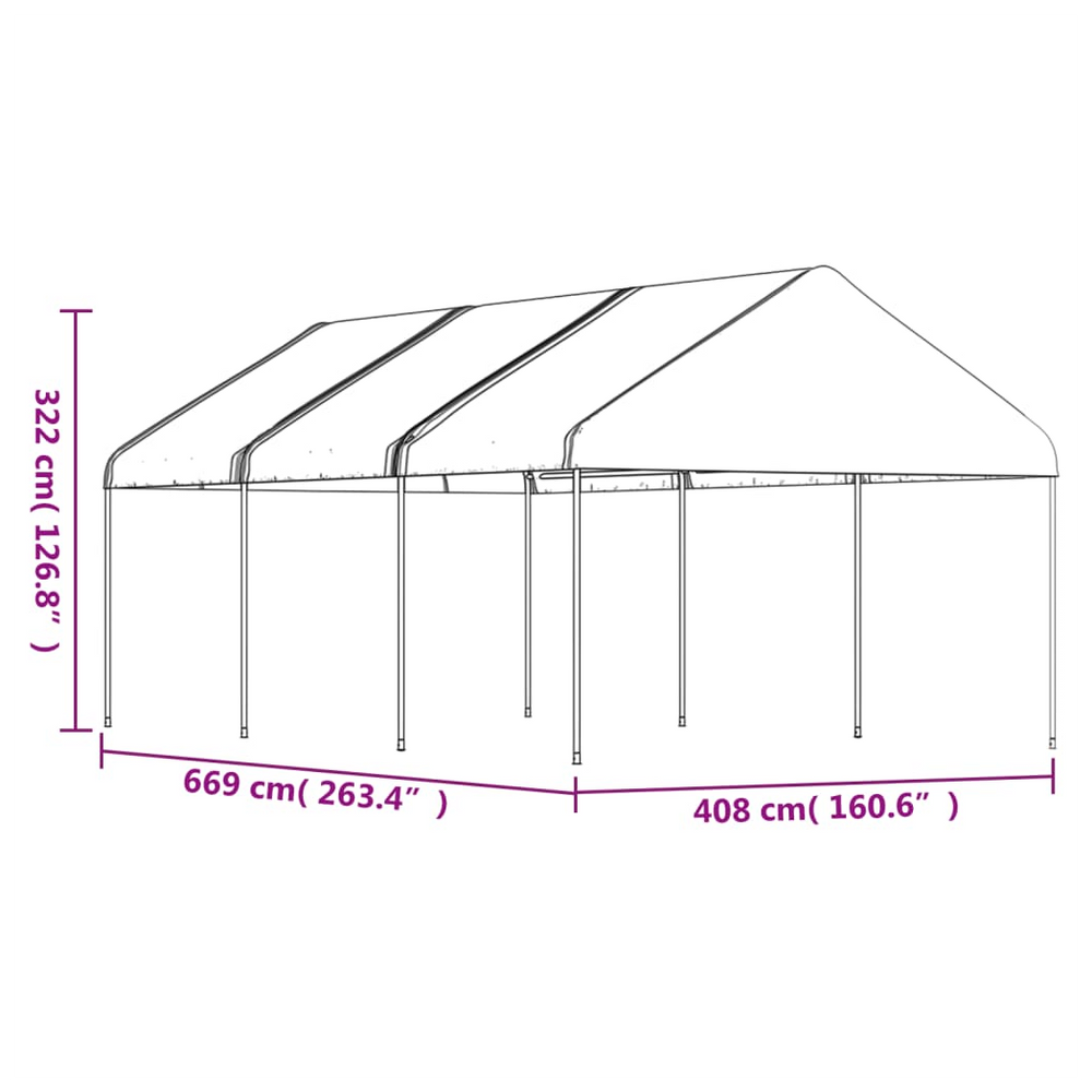 vidaXL Gazebo with Roof White 6.69x4.08x3.22 m Polyethylene - anydaydirect