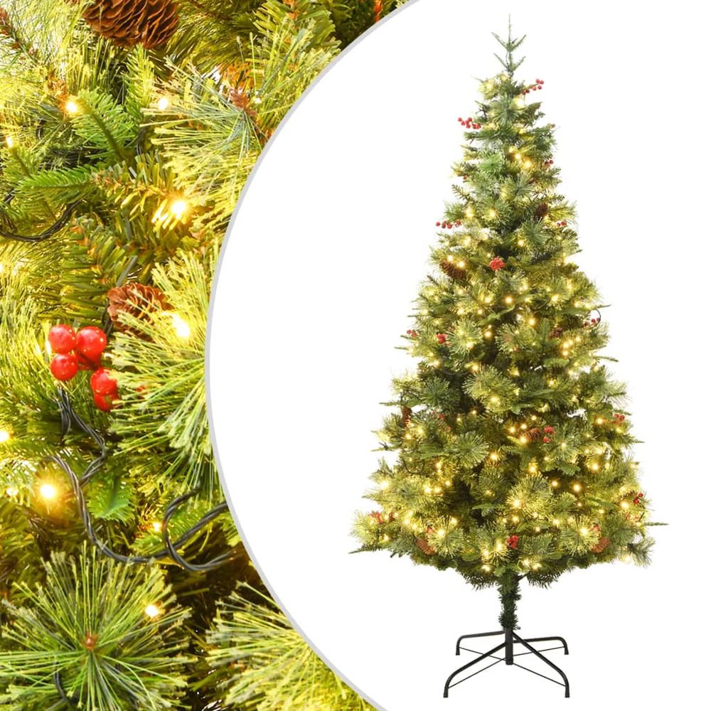 Christmas Tree with LEDs&Pine Cones Green 120 cm PVC&PE - anydaydirect