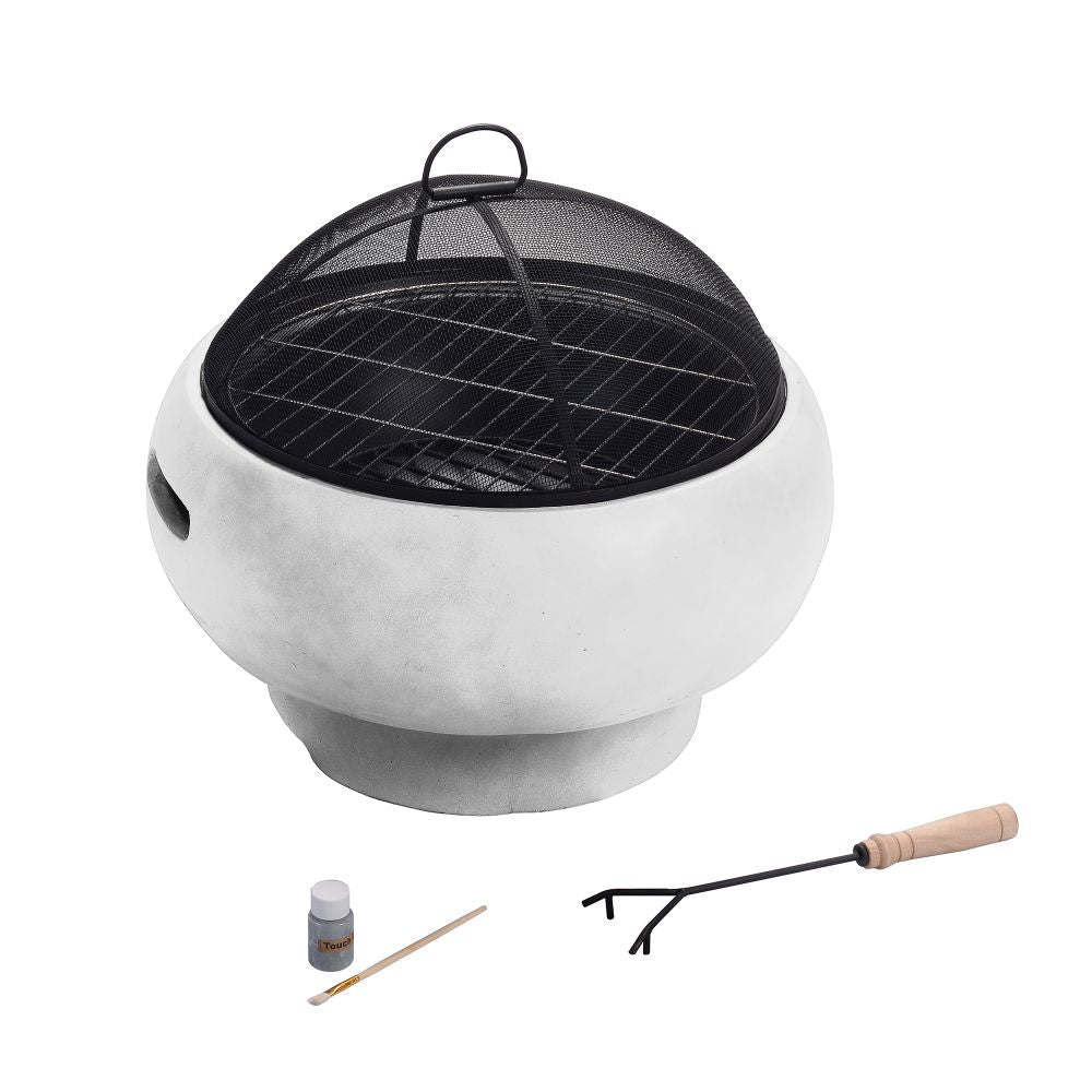 Garden Round Wood Burning Fire Pit, Outdoor Fire Bowl Log Burner - anydaydirect