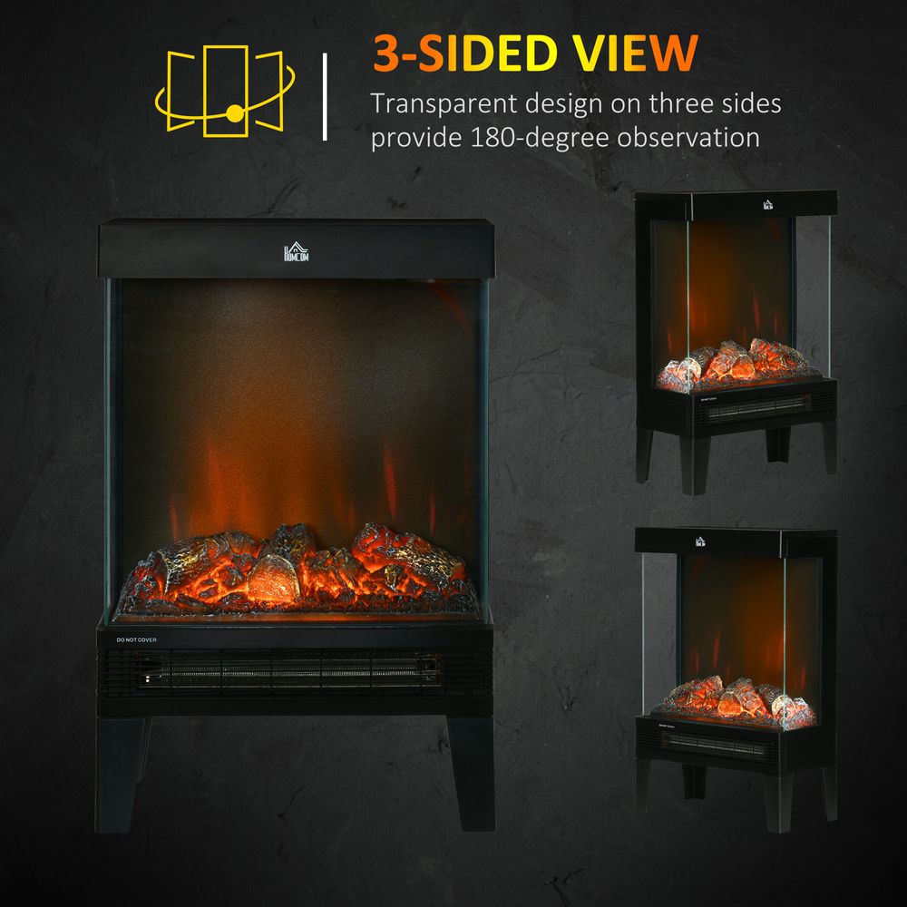 Fireplace Heater, Quiet LED Flame Effect Overheating Protection 1000/2000W - anydaydirect