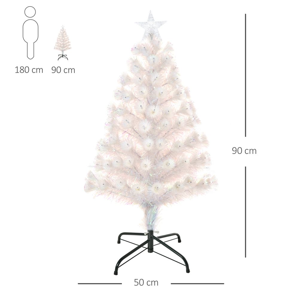 3FT Pre-Lit Artificial Christmas Tree w/ Fibre Optic LED Lights Xmas White - anydaydirect