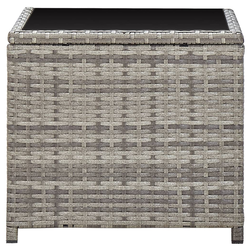 Coffee Table Grey 45x45x40 cm Poly Rattan and Glass - anydaydirect