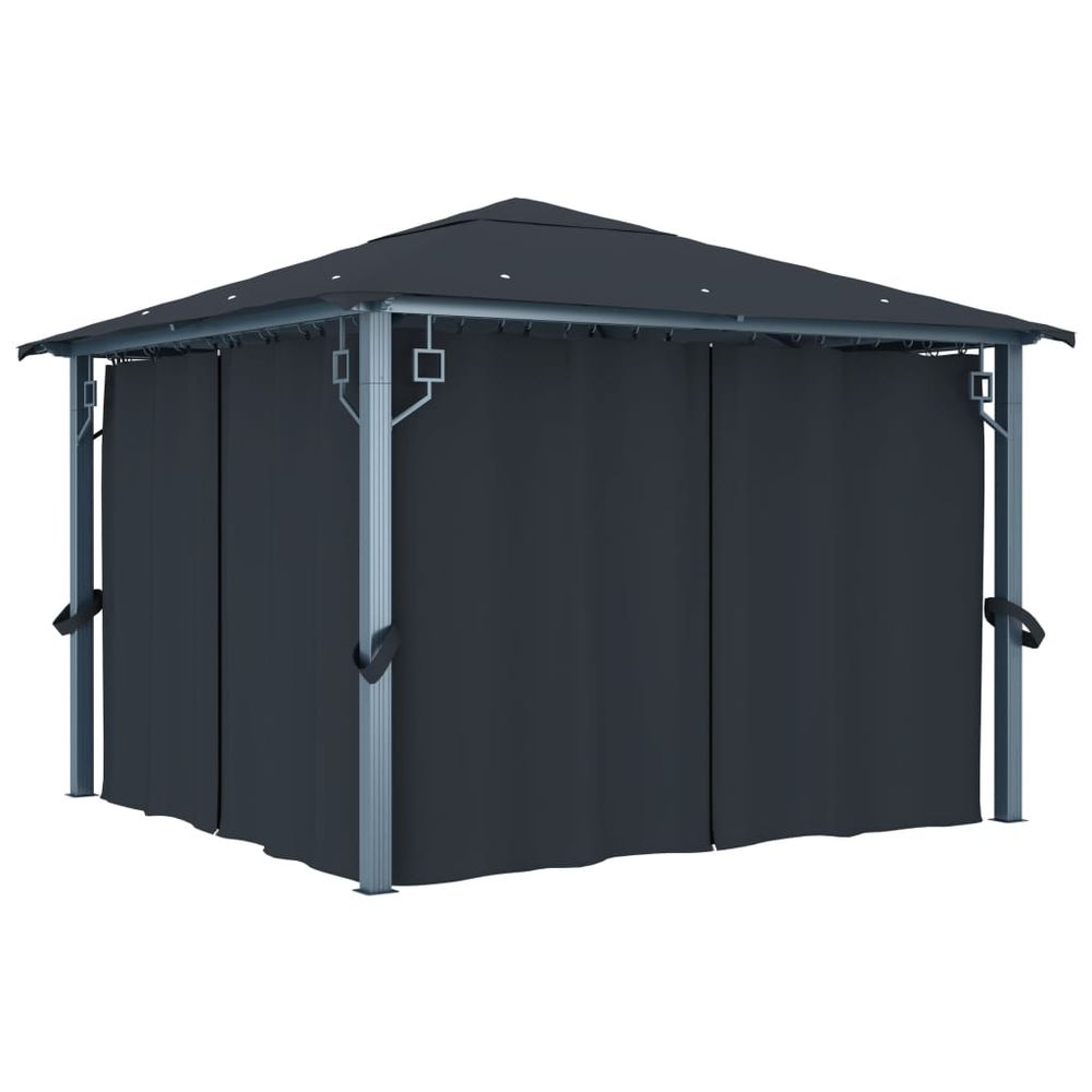 Gazebo with Curtain 300x300 cm Cream Aluminium - anydaydirect