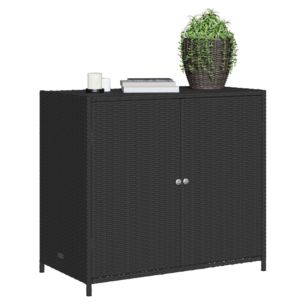 vidaXL Garden Storage Cabinet Black 83x45x76 cm Poly Rattan - anydaydirect