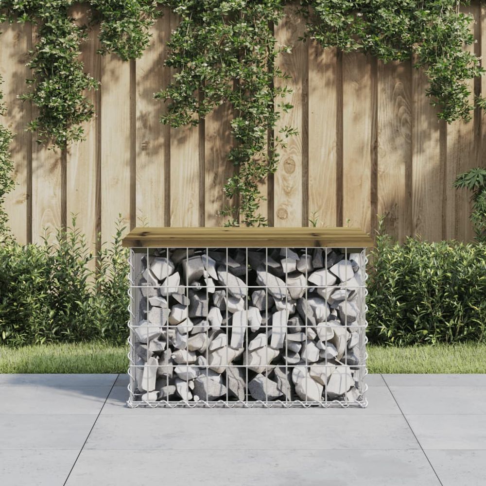 vidaXL Garden Bench Gabion Design 63x44x42 cm Impregnated Wood Pine - anydaydirect