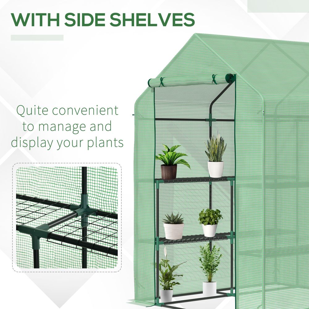 Walk in Garden Greenhouse Outdoor Grow House Shelves, 143x138x190cm Outsunny - anydaydirect