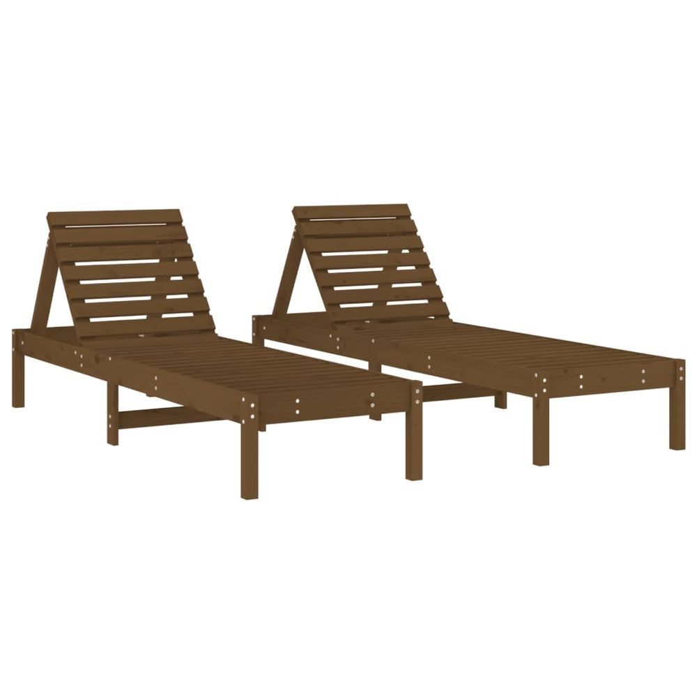 vidaXL Sun Loungers 2 pcs with Table Honey Brown Solid Wood Pine - anydaydirect