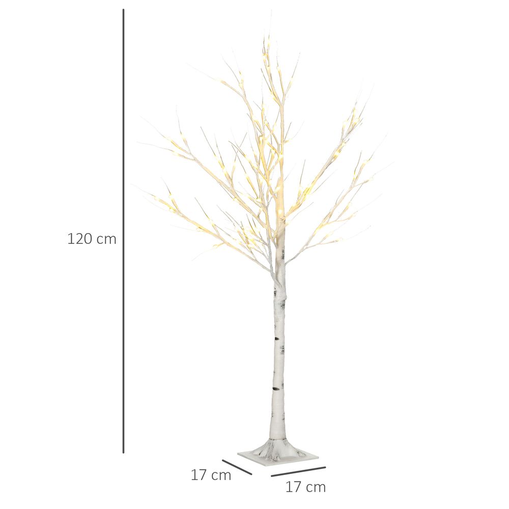 HOMCOM 4ft Artificial White Birch Tree Light  72 Warm White Pre-Lit LED Light - anydaydirect