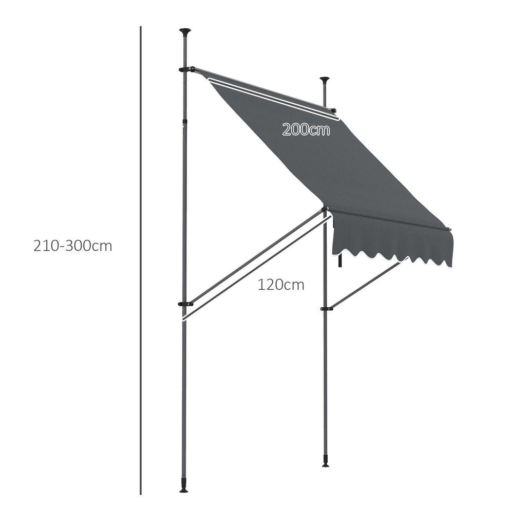 Outsunny 2 x 1.2m Freestanding Retractable Awning, Non-Screw Garden Awning - anydaydirect