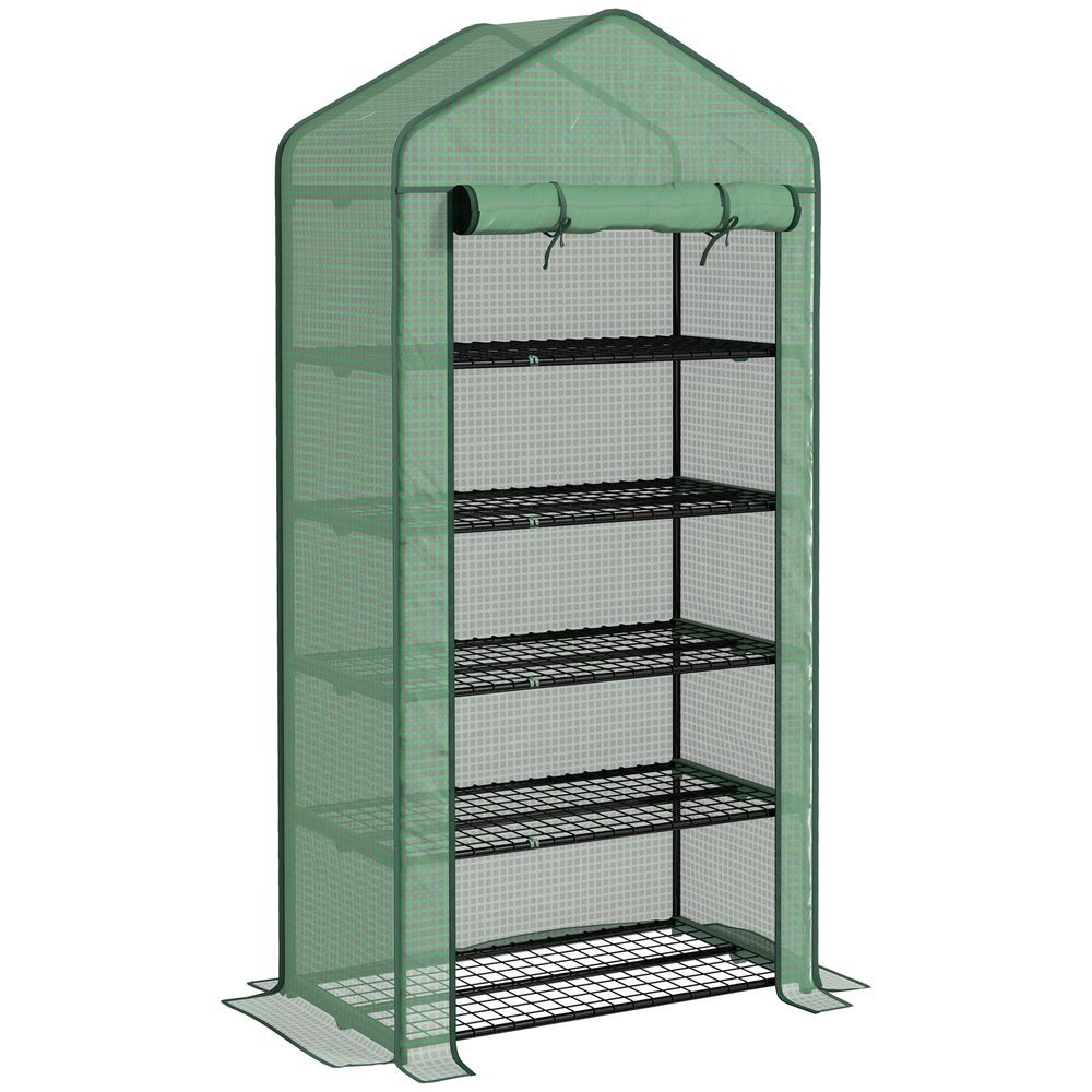 Outsunny Widened Mini Greenhouse 5 Tier Green House, 193H x 90W x 49Dcm, Green - anydaydirect