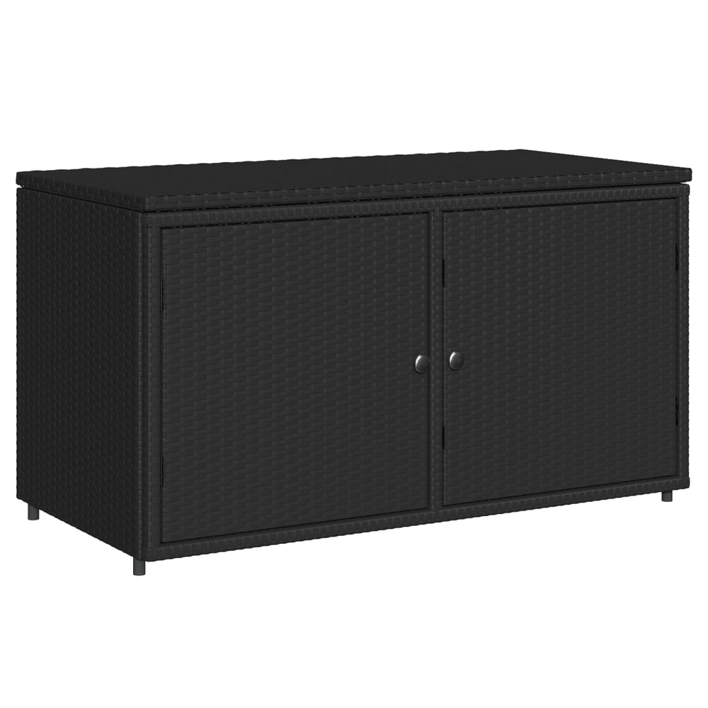 vidaXL Garden Storage Cabinet Black 110x55x60.5 cm Poly Rattan - anydaydirect