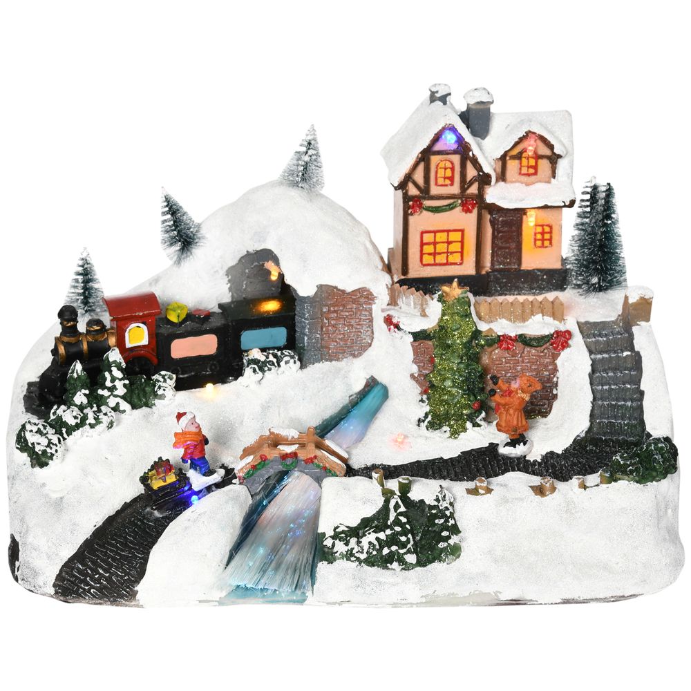 Musical Christmas Village Scene w/ LED Battery-Operated Festival Decoration - anydaydirect
